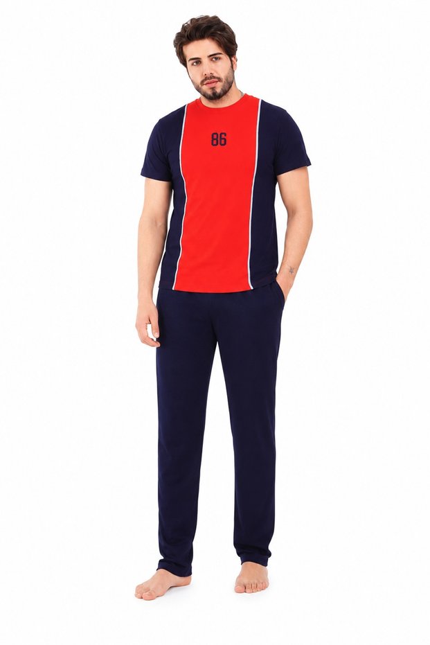 Men's Pajama Set, 100% Cotton, 30/1 Seasonal Combed Cotton Fabric, Short Sleeve, with Pockets