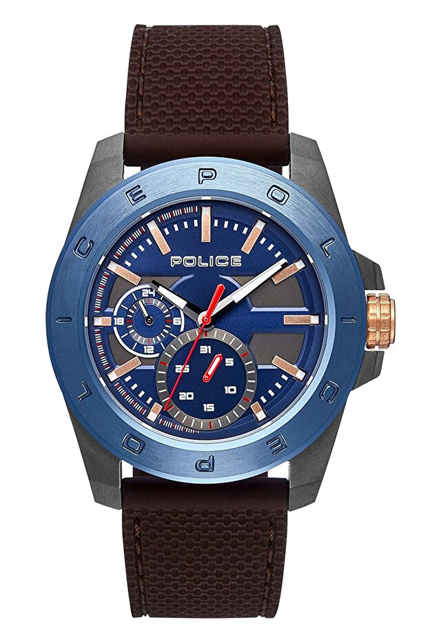 Mens Quartz Watch, Multi dial Display and Silicone Strap P15527JSUBL-03P || 45MM