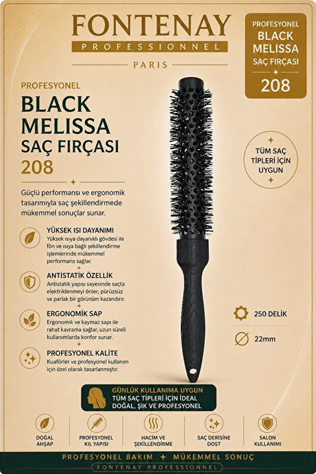 Professional Black Melissa Hair Brush 208