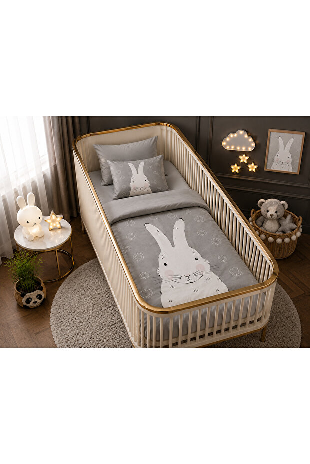 Rabbit Snowflakes Single Digital Baby Bedding Set