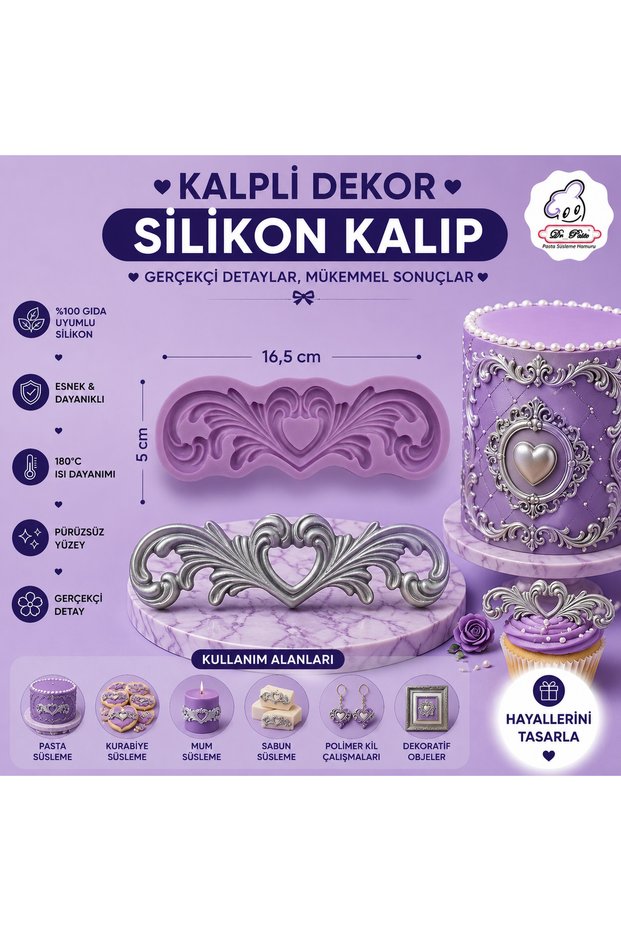 Silikon Kalıp Kalpli Dekor