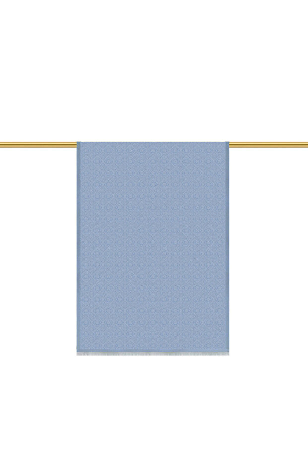 Blue Ring Pattern Jacquard Silk Shawl - 1