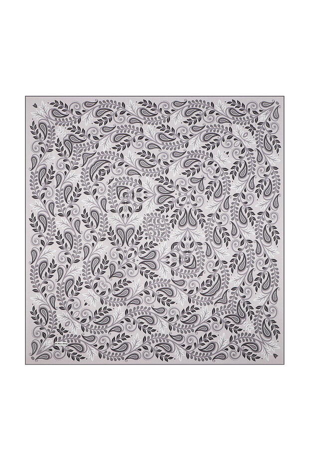 Gray Spike Pattern Twill Silk Scarf - 1