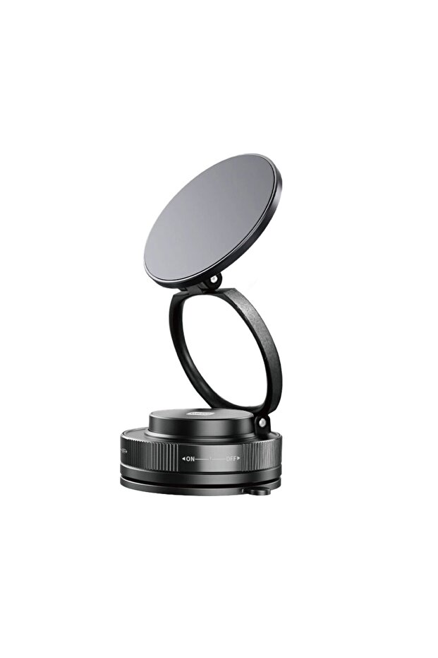 Cat-Cot Vacuum Adsorption Magnetic Car Mount - Universal Dashboard & Windshield Phone Holder with 360° Rotation, Strong Magnet Force & Multi-Directional Folding Stand for Smartphones - Matte Black