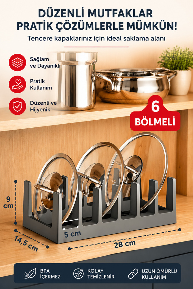 Multi-Purpose Plastic Plate, Pan, Pot Lid Organizer Anthracite