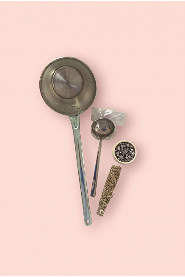 Lead Pouring Set, Melting Lead 200Gr, Ladle, Water Container with Handle, Incense Burner, Set for Evil Eye and Energy