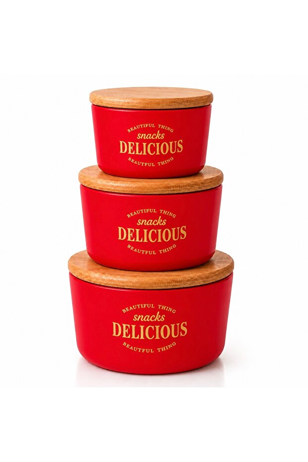3-Piece Retro Design Storage Container Set with Lids, Bamboo Lid, Mica Food Storage Container, Bpa-Free, Silicone Seal Storage Box