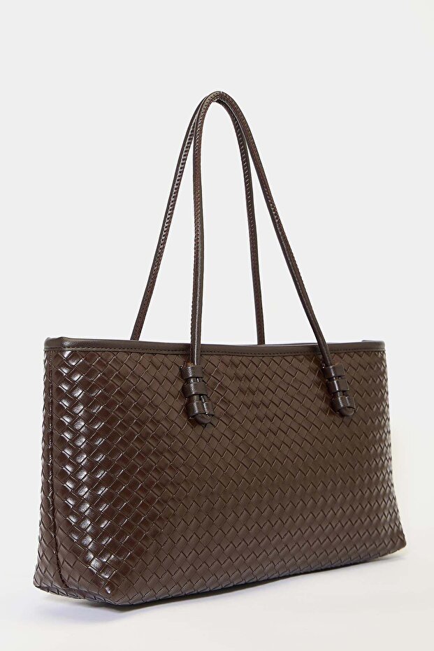 Knitted Pattern Handle-Loop Boat Bag - 2