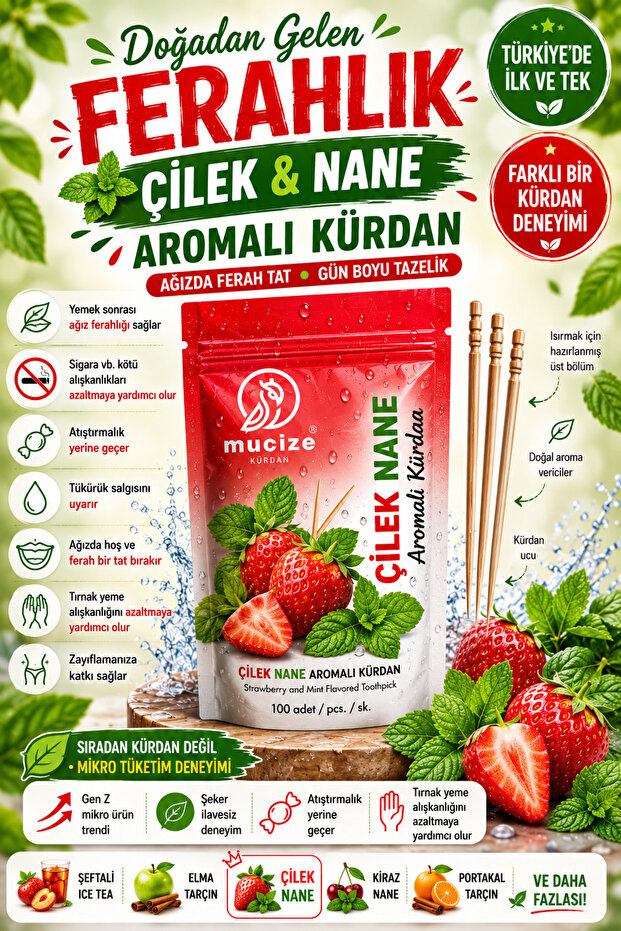 Çilek-Nane Aromalı Kürdan Refill Doypak