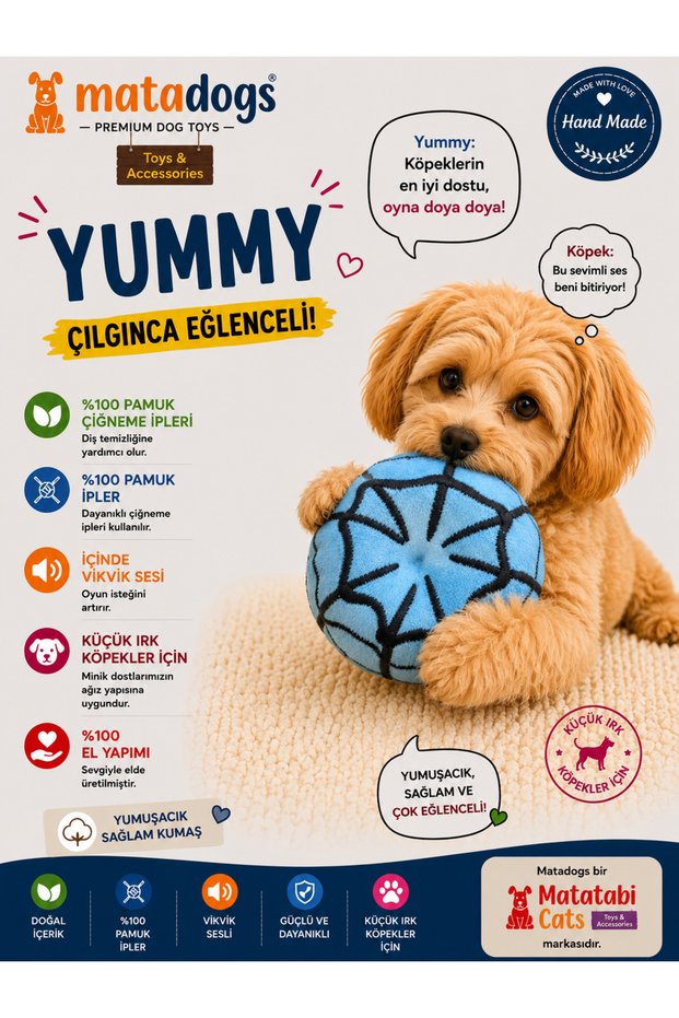 Mata Dogs Yummy Plush Puppy Dog Toy with Sound, Fabric Embroidery 13 Cm