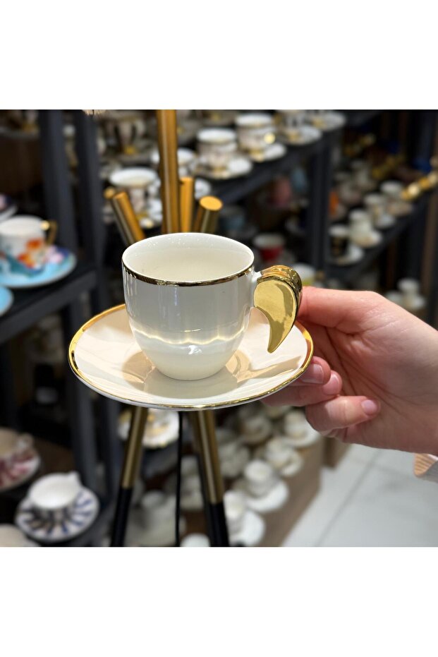 Set of 6 Porcelain Angel Wing Coffee Cups