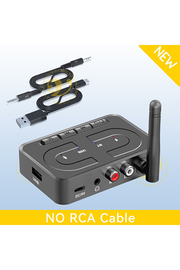 جهاز استقبال صوتي بلوتوث 6.0 من VAORLO بدون كابل RCA، مزود بمنفذ AUX 3.5 ملم وRCA وميكروفون، ومحول لاسلكي ستيريو عالي الدقة