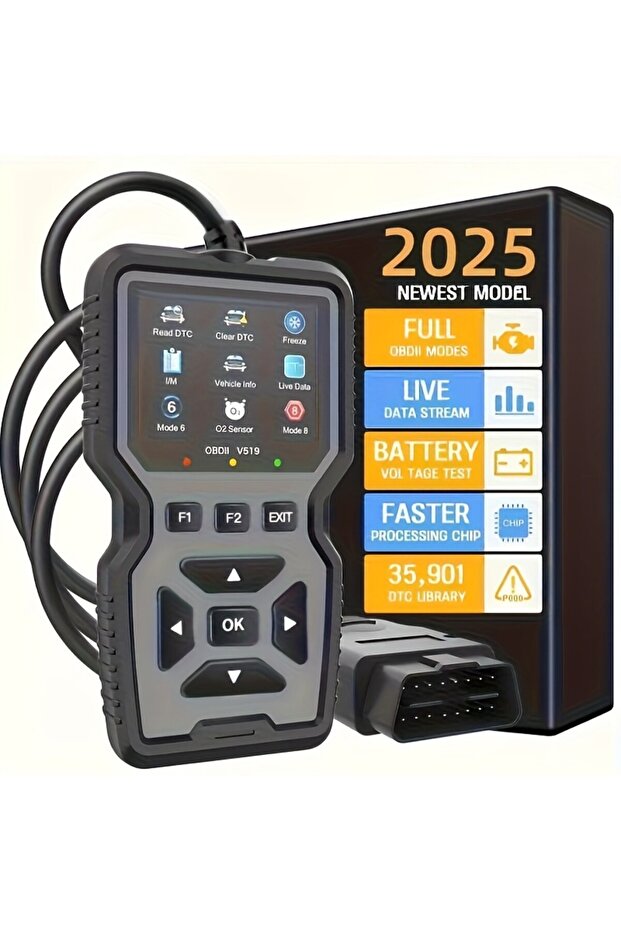 جهاز تشخيص أعطال السيارات الرمادي V519، قارئ رموز OBD، ماسح ضوئي OBD2 لإزالة رموز الأخطاء، للمركبات