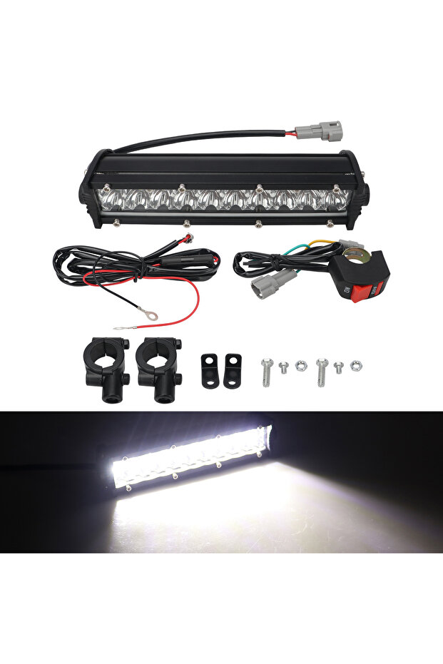 مجموعة مصابيح LED بيضاء للدراجات النارية مع مفتاح تحكم، 60 واط، تناسب معظم المقودات مقاس 7/8 بوصة