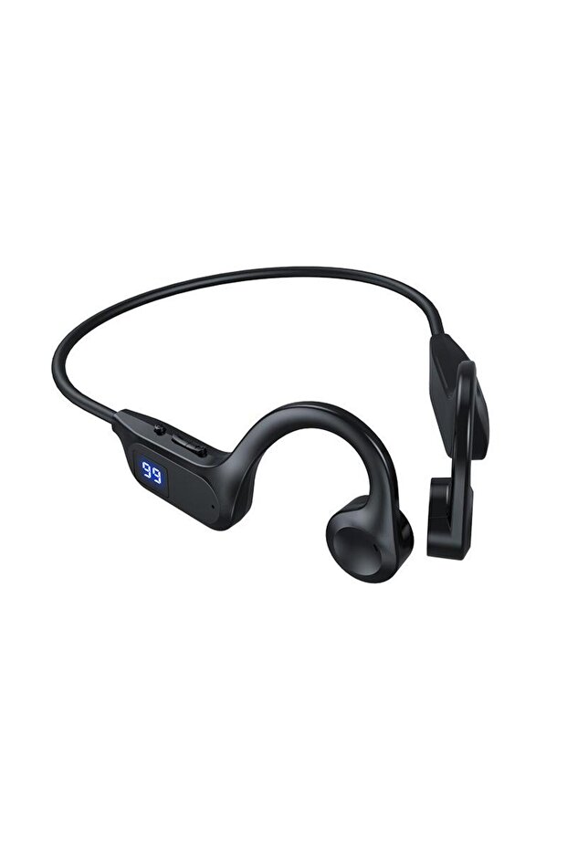 Black Bone Conduction Wireless Headphones with HD Mic, Bluetooth Hands-Free Sport Earphones for Dail