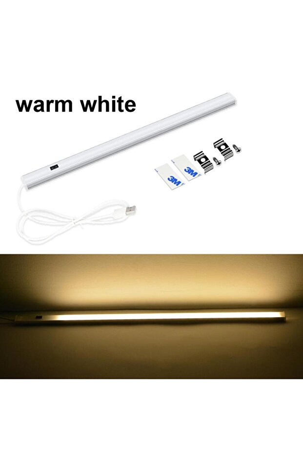 شريط إضاءة LED USB من الألومنيوم بمقاس 40 سم و30/40/50 سم باللون الأبيض الدافئ، مزود بخاصية المسح اليدوي وحساس الحركة 5 فولت