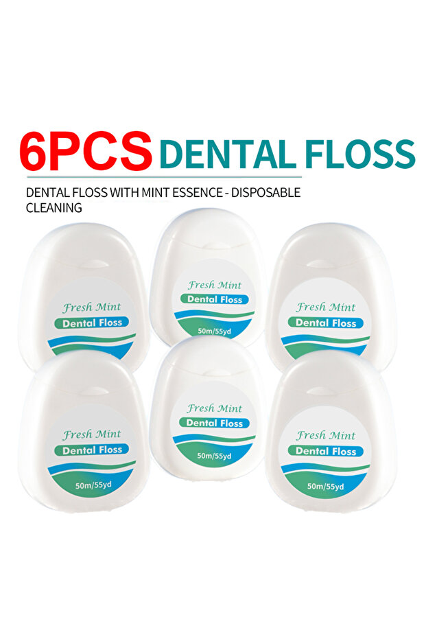 6pcs 6/3/1 Pcs White Box Mint Dental Floss Roll - Cleaning Oral Tools - Dental Floss Stick Adult Hom