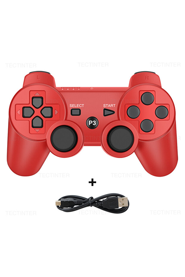 وحدة تحكم حمراء لجهاز PS3 تدعم البلوتوث، عصا تحكم لاسلكية لجهاز بلايستيشن 3