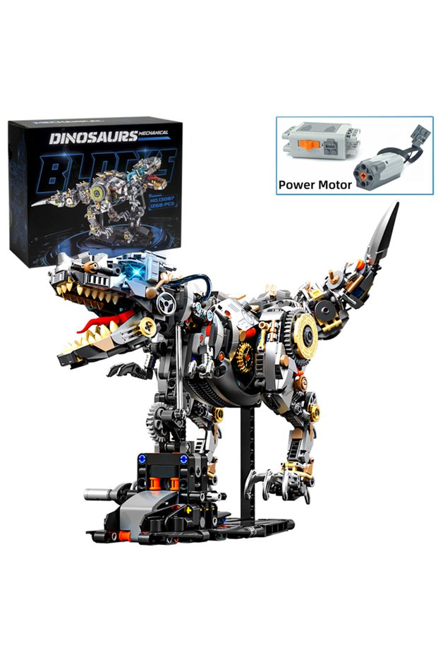with motor STEM Creative Jurassic Mechanical Dinosaur Building Blocks Brick Tyrannosaurus Rex Animal