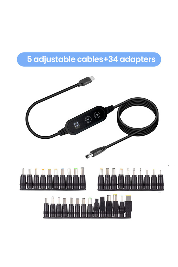 كابل 34 محول USB C إلى كابل تعزيز الطاقة DC من النوع C إلى DC شحن سريع محول تعزيز 5 فولت إلى 12 فولت