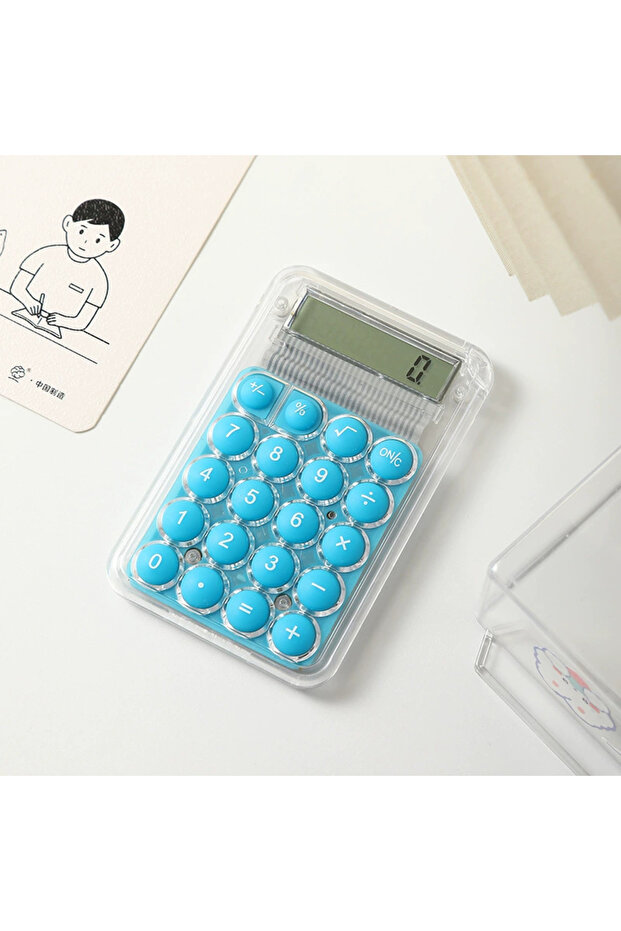 Blue 1pcs Mini Practical Calculator 8 Digits HD Display Electronic Calculators Student Fashion Porta