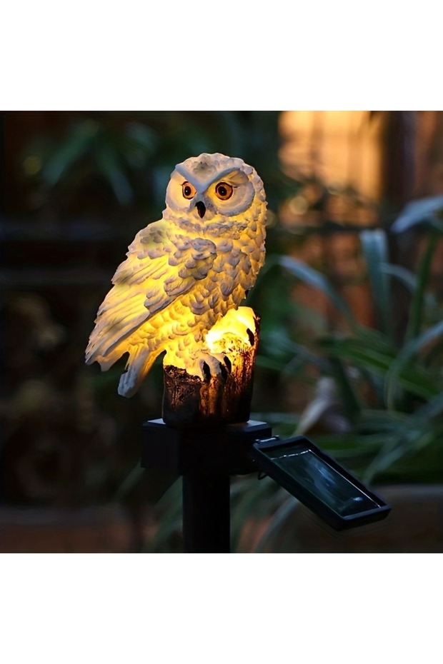 Warm White 1pc Solar-Powered LED Owl Garden Stake Light - Realistic Outdoor Landscape Lighting with