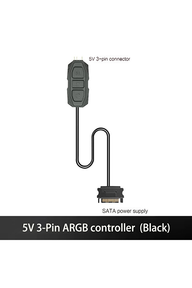 Black controller 5V 3pin ARGB Controller To SATA Power Supply Mini RGB Controller For Computer Case