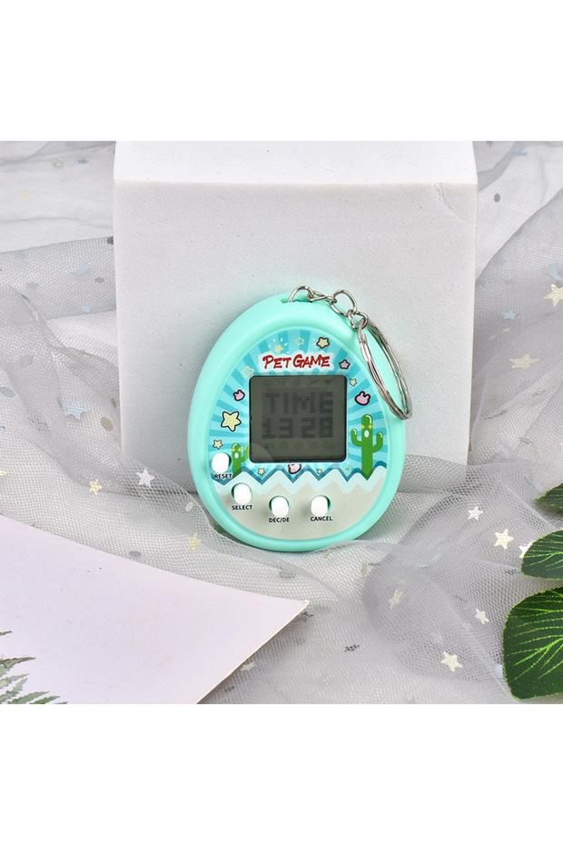 Green Electronic Pets Game Toys Keychain Virtual Cyber Digital Animals Toys Nostalgic Game Machine F