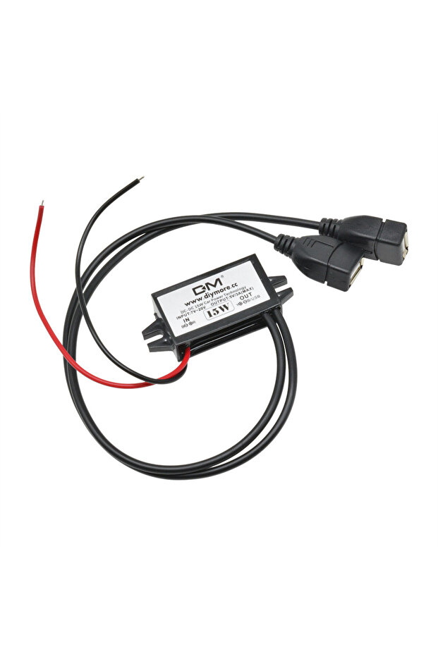 محول طاقة DC-DC مصغر بقوة 15 واط مع منفذي USB، يحول من 12 فولت إلى 5 فولت 2 أمبير 3 أمبير، وحدة إمداد طاقة USB مصغرة