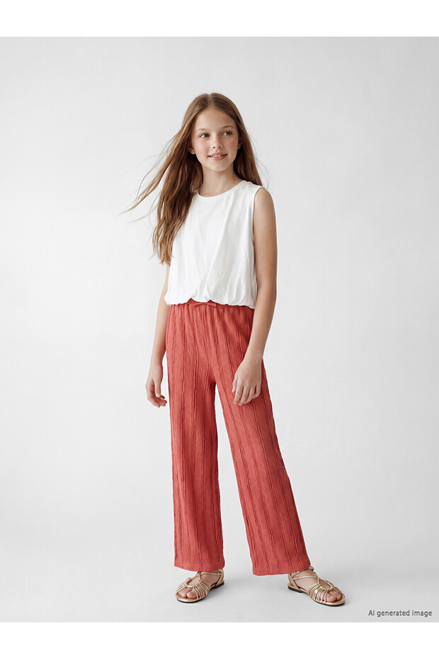 Nevavm Girl's Wide-Leg Textured Pants with a Difference
