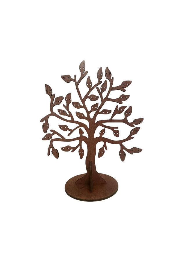 brown Vintage Wooden Jewelry Rack Tree Shaped Earrings Necklace Bracelet Ring Display Storage Stand