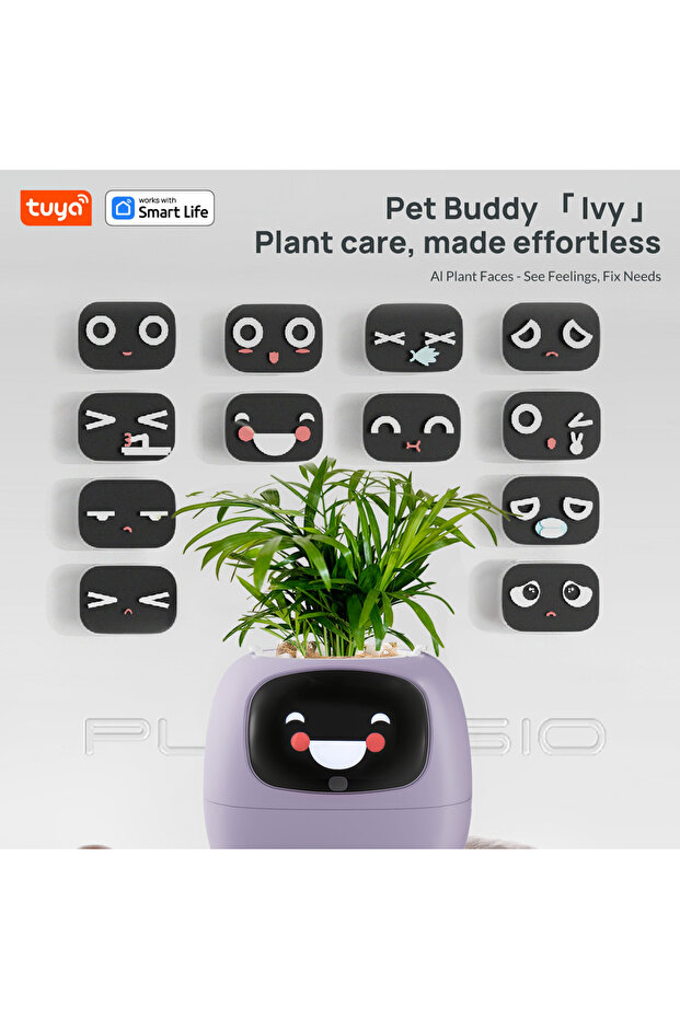 PURPLE Gen1 Tuya Ivy Plant Care, Made Effortless, AI Plant Faces - See Feelings, Fix Needs 5 Interac