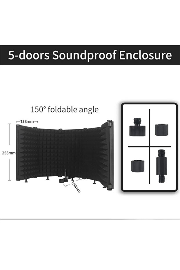 5 Panel Miwayer Adjustable 3/5 Panel Microphone Isolation Shield Foldable Studio Recording Mic Filte