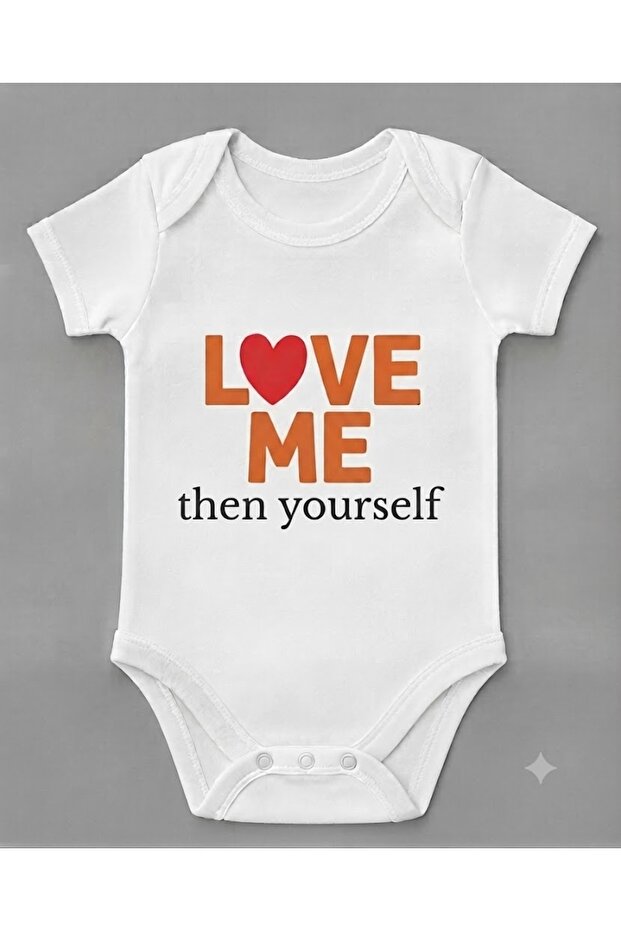 Organic Cotton Love Printed Short Sleeve Snap Fastener Baby Bodysuit