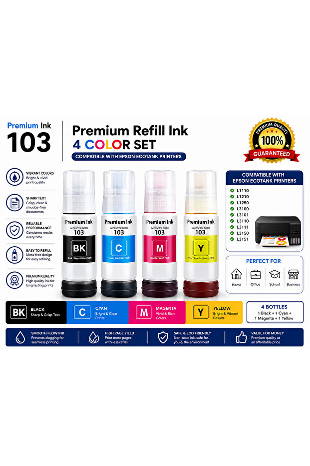 حبر إعادة تعبئة 103 لطابعات Epson 103 EcoTank