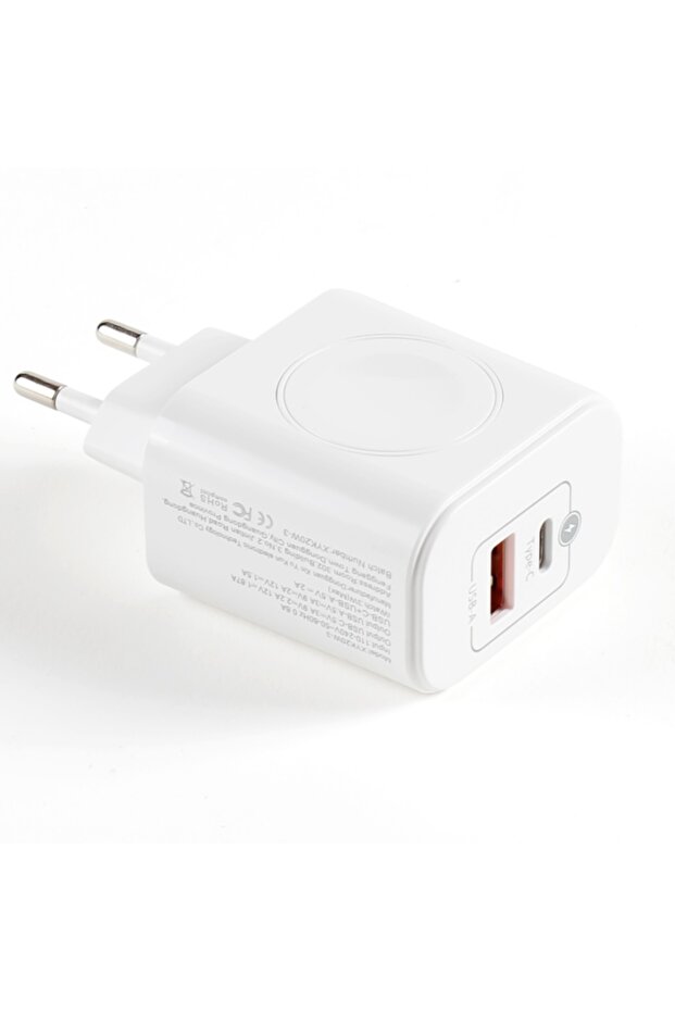 WHITE EU 3-in-1 Wireless Charger Compatible with Apple Watch and iPhone, PD20W Charger with 2 Ports