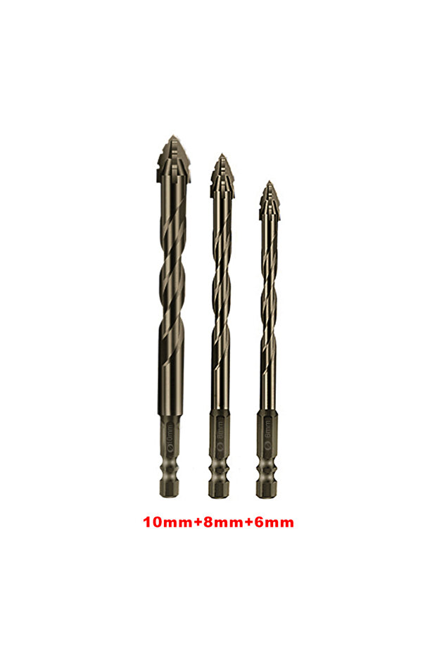 3 PCS With box 7PCS 3-12MM Four-Edged Serrated Eccentric Bit Set for Dry Drilling of Ceramic Tiles,