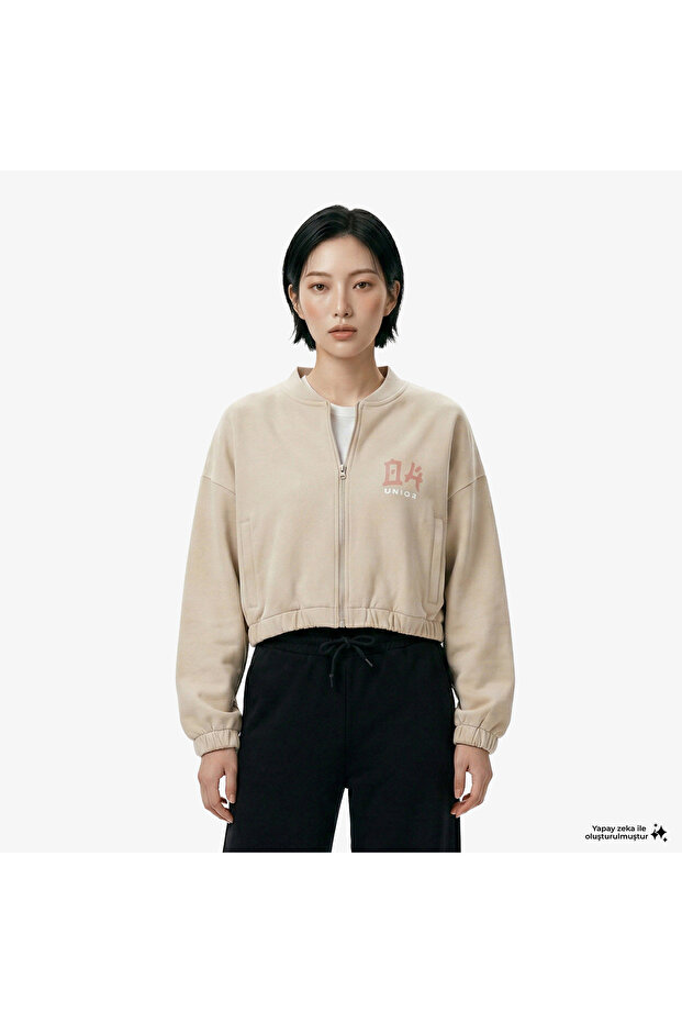 United4 Regular Fit Women's Cream Sweatshirt
