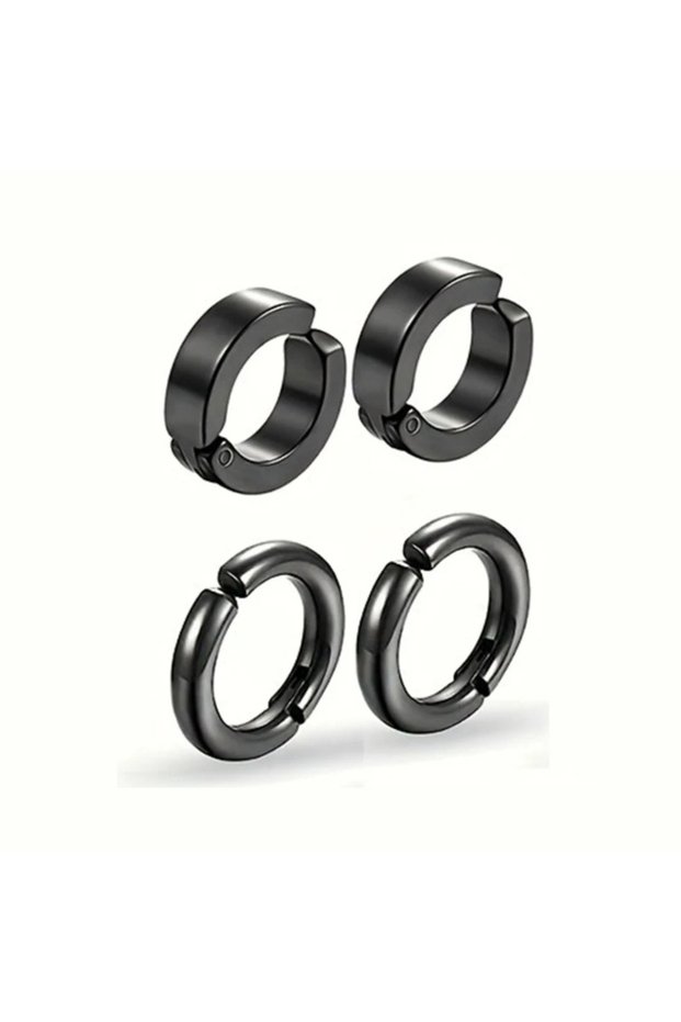 Gold-color 2/4 Pairs Punk Style Stainless Steel Ear Clip Set - Chic Circle Ear Cuffs No Piercing Nee