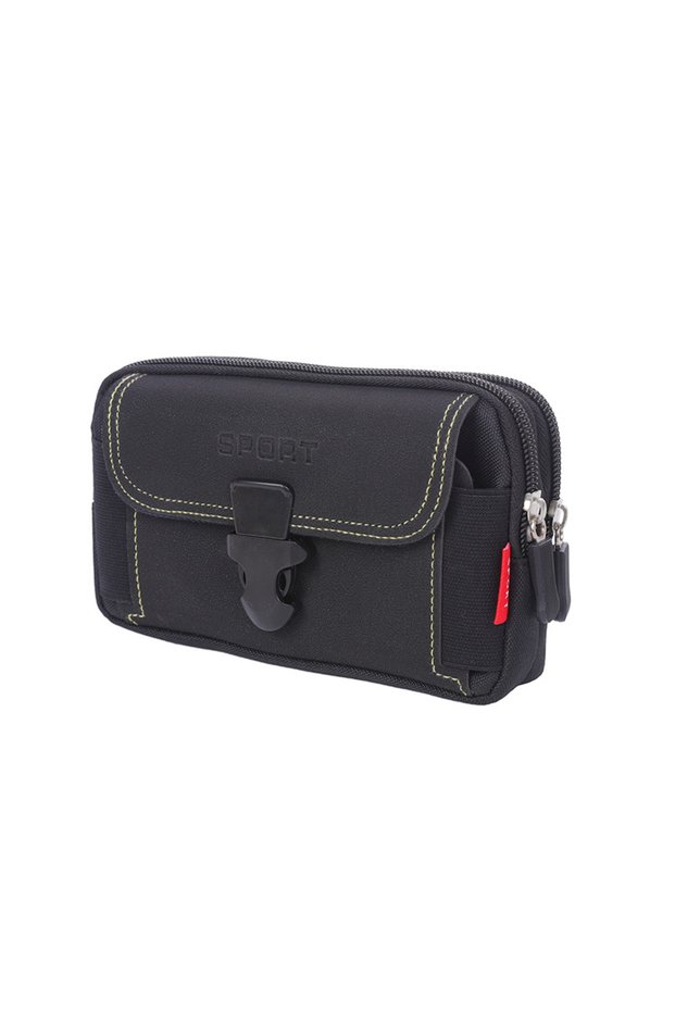 Black Style 2 Man Belt Pouch Mobile Phone Bag for Men Phone Holster Bag Molle Waist Bag Pack Small T