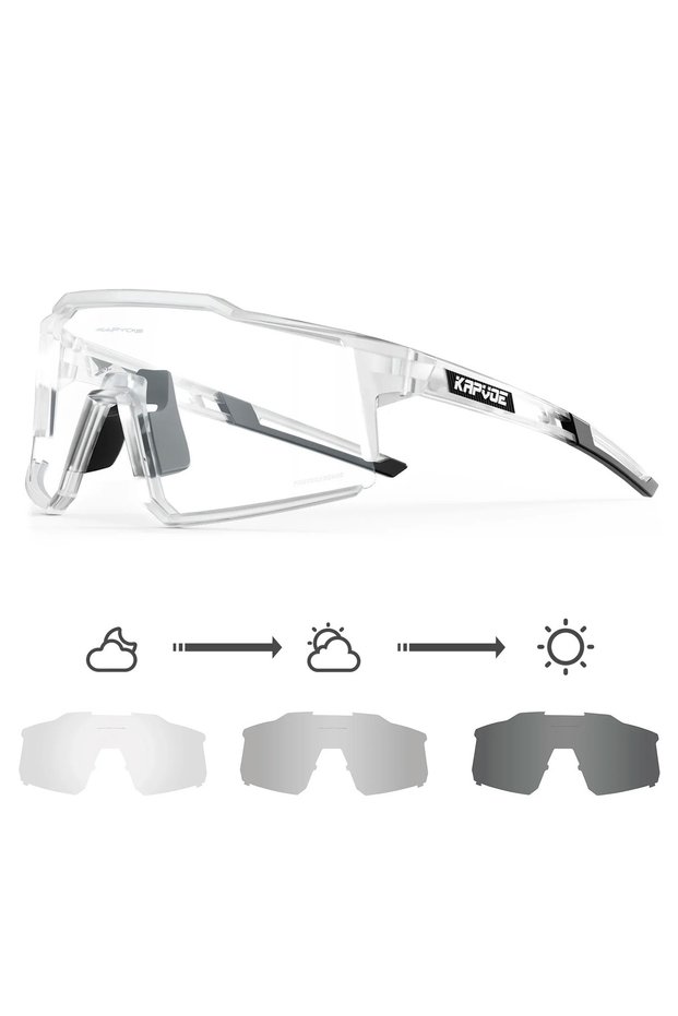 kapvoe Photochromic-1lens 1L-12 Kapvoe Photochromic Sunglasses Men Cycling Glasses UV400 MTB Clear M