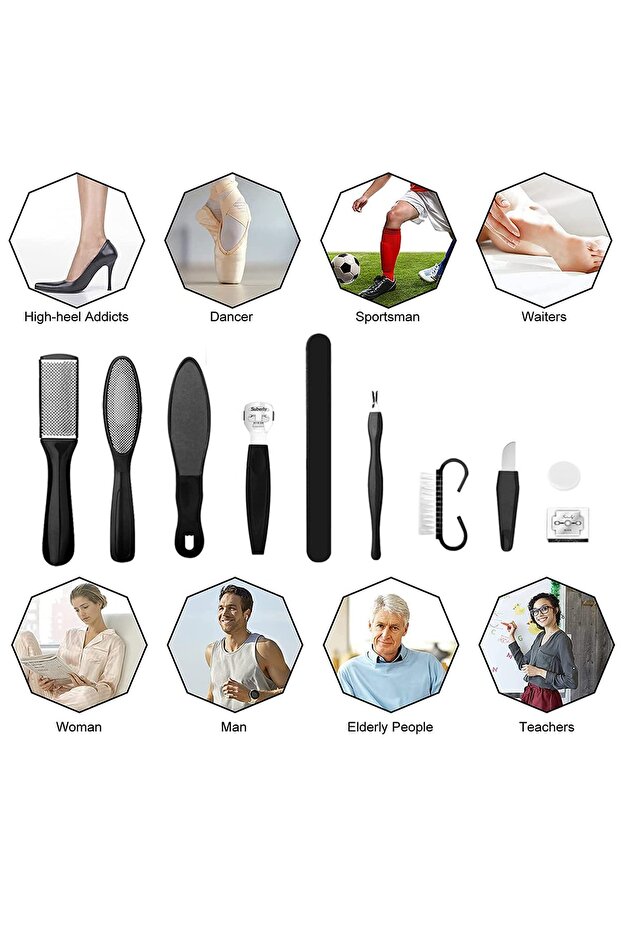 10 in 1 8/10/23pcs Pedicure Kit Stainless Steel Professional Pedicure Tools Set Foot Rasp Peel Callu