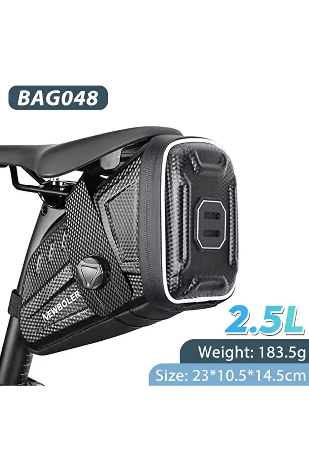 BAG048-2.5L NEWBOLER NEW Waterproof Bicycle Saddle Bag MTB Road Bike Saddlebags Reflective Striped B