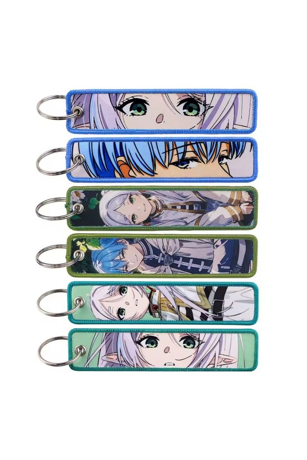 3pcs Anime Frieren Cartoon Embroidery Keychain for Motorcycles Key Fobs Holder Men Women Manga Key T