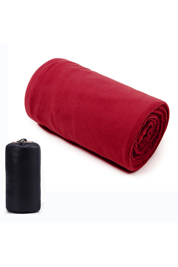 Red Portable Sleeping Bag Liner Microfiber Fleece Travel Sheet Sleep Sack Zippered Camping Blanket f