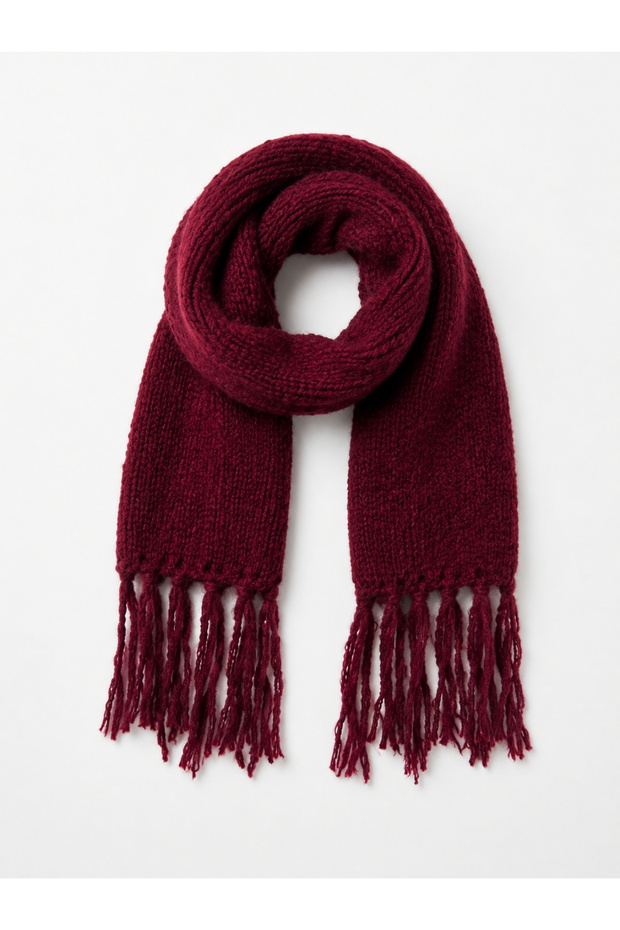 Large Size Soft Knitted Scarf Women's Burgundy