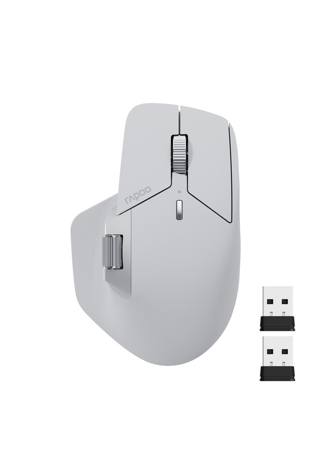ماوس رابو MT760L/MT760M اللاسلكي متعدد الأوضاع القابل لإعادة الشحن باللون الرمادي الفاتح، مريح 4000 نقطة في البوصة