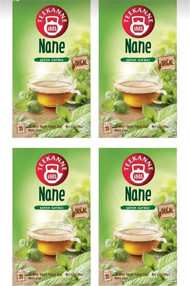 Mint Tea 4-Pack Economical Package (4X20 - Total 80 Bags) - 100% Natural Caffeine-Free Tea