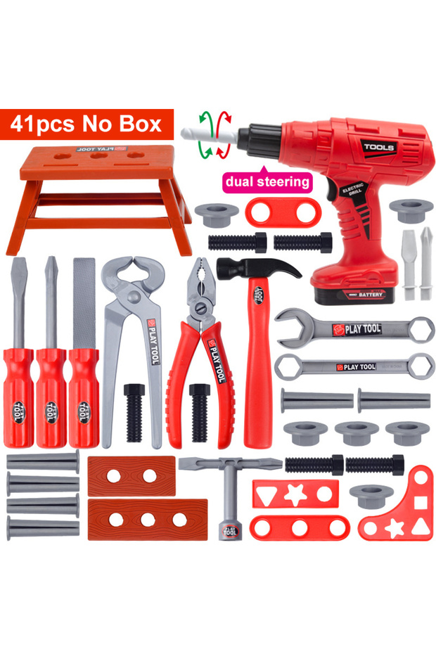41pcs no box Children's Tool Set with Electric Toy Drill Kids Power Construction Toy Pretend Play To