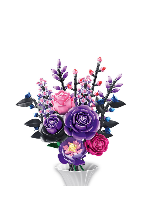 T2122 9-in-1 Bouquet Model Building Blocks Educational Toys Flowers Bricks Puzzle Sets Desktop Ornam